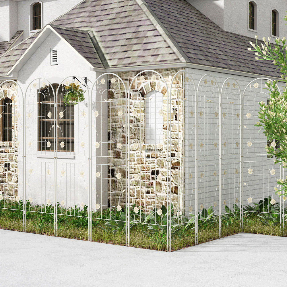 Costway White Metal 180 x 50cm 4 Pack Wire Lattice Garden Trellis Image 4