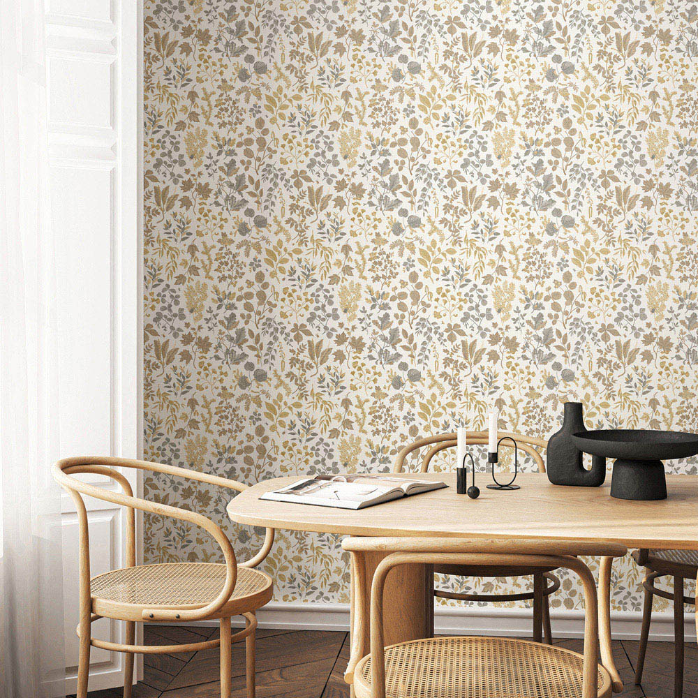 Hoopla Walls Oasis Botanical Leaves Stone and Sand Wallpaper Image 2