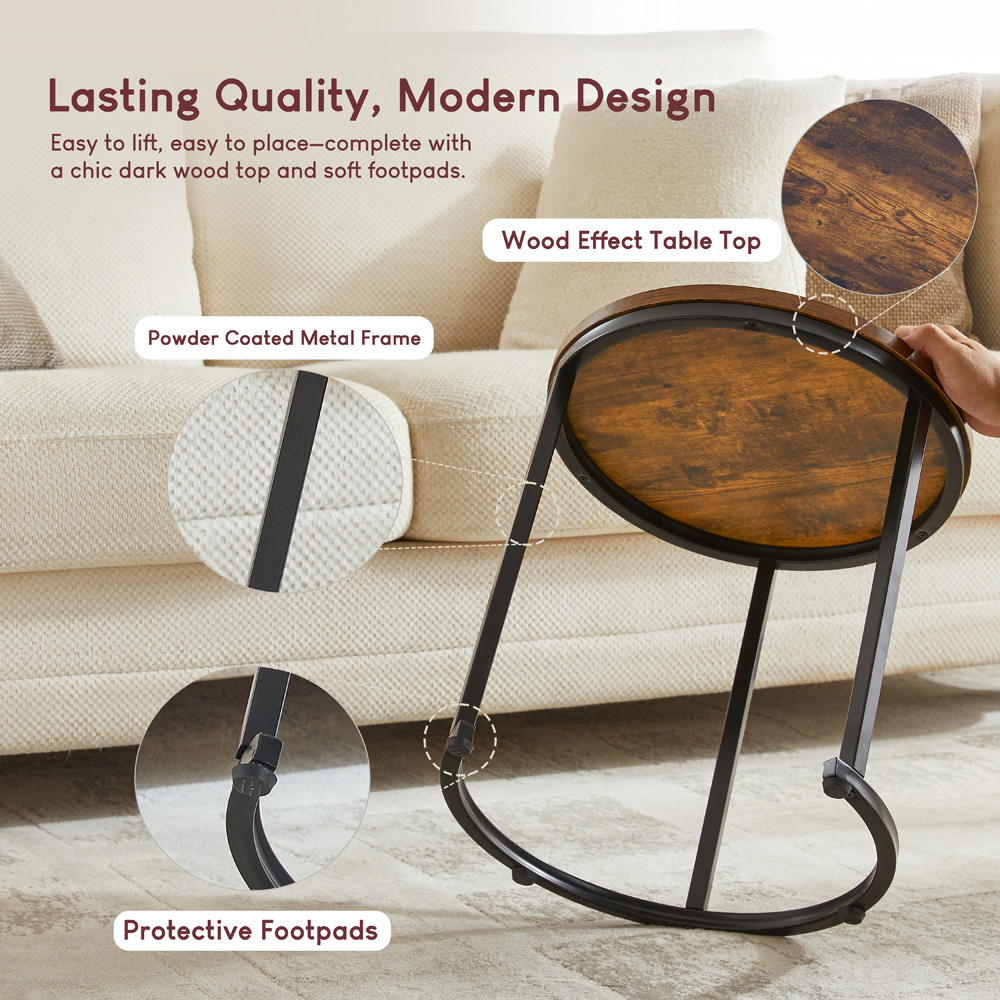 VIDA DESIGNS Brooklyn Dark Wood Nest of Tables Set of 2 Image 7
