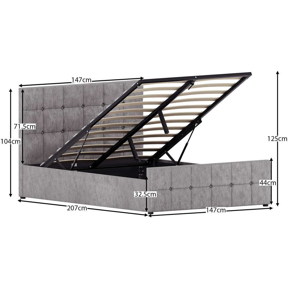 VIDA DESIGNS Valentina Double Silver Velvet Ottoman Bed with Gel Memory Foam Mattress Image 9