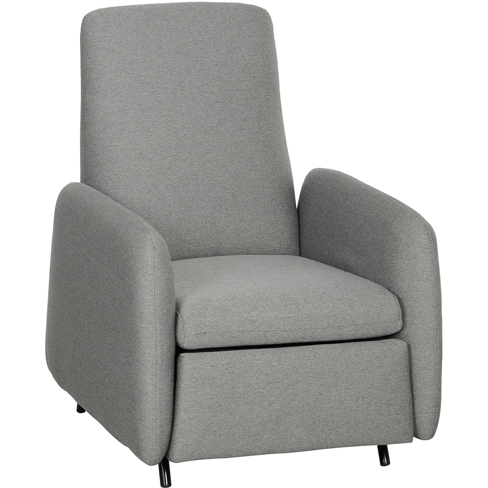 HOMCOM Grey Push Back Recliner Armchair with Adjustable Leg Rest Image 2
