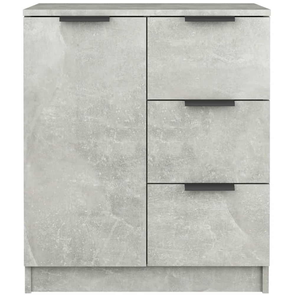 vidaXL Single Door 3 Drawer Concrete Grey Wooden Sideboard Image 5