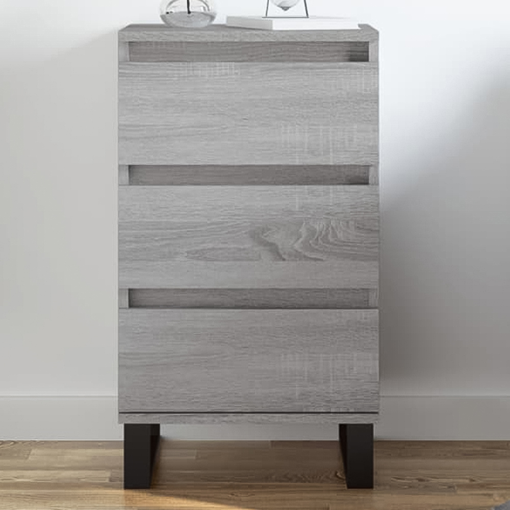 vidaXL 3 Drawer Grey Sonoma Sideboard Image 1