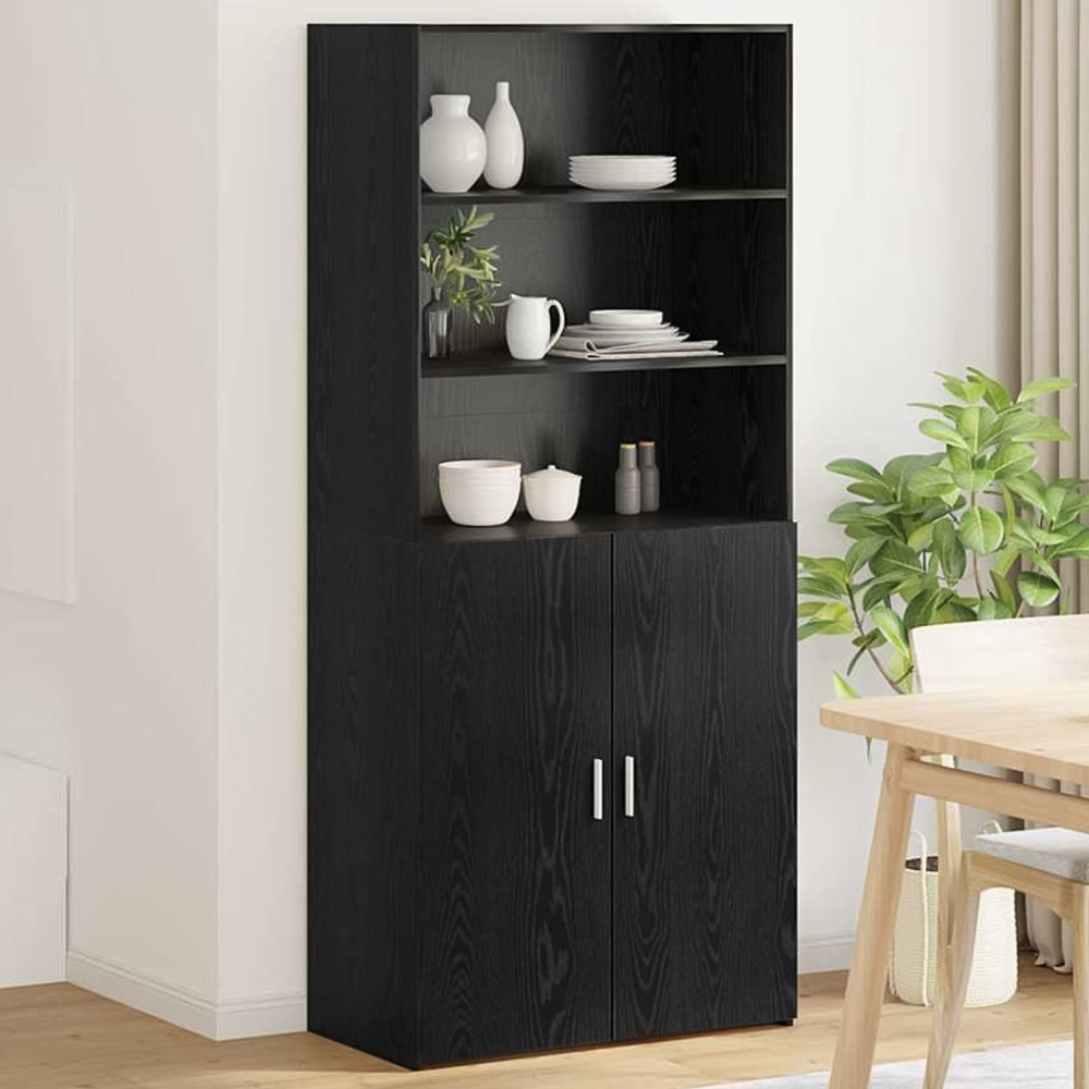 vidaXL 2 Door 2 Shelf Black Oak Sideboard Image 1