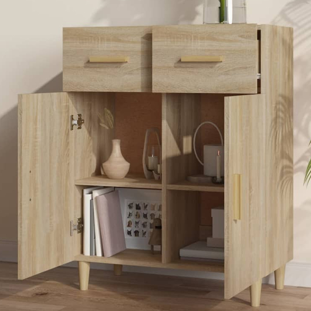 vidaXL 2 Door 2 Drawer Sonoma Oak Sideboard Image 1