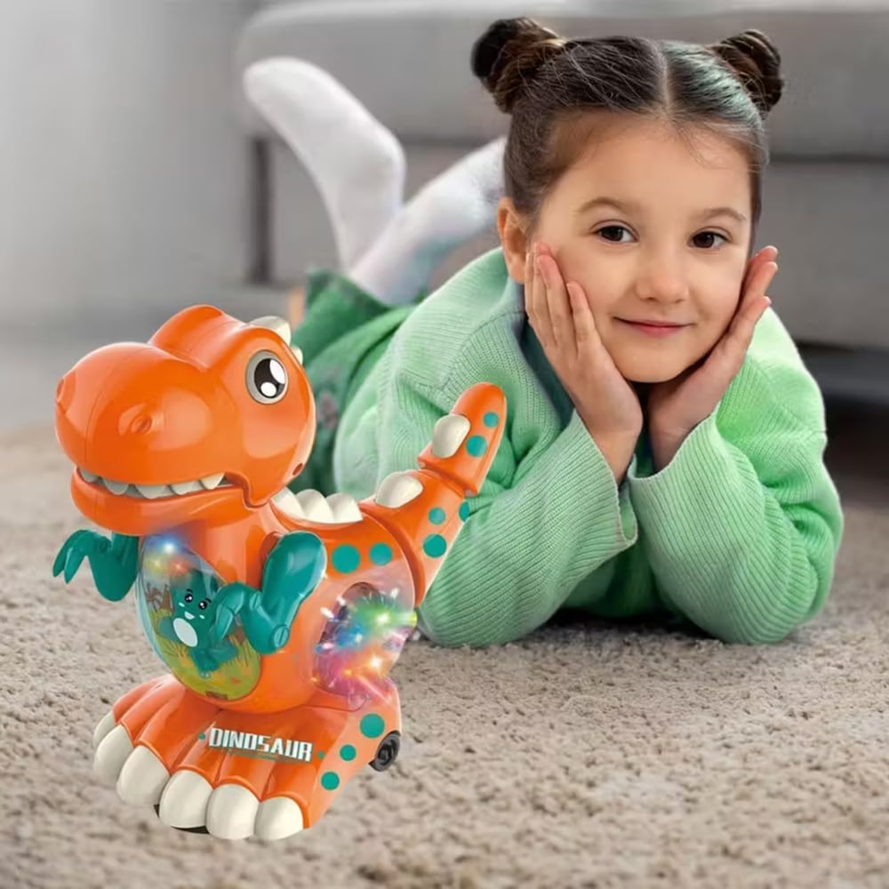 Alivio Orange Crawling Walking Musical LED Dinosaur Toy Image 2