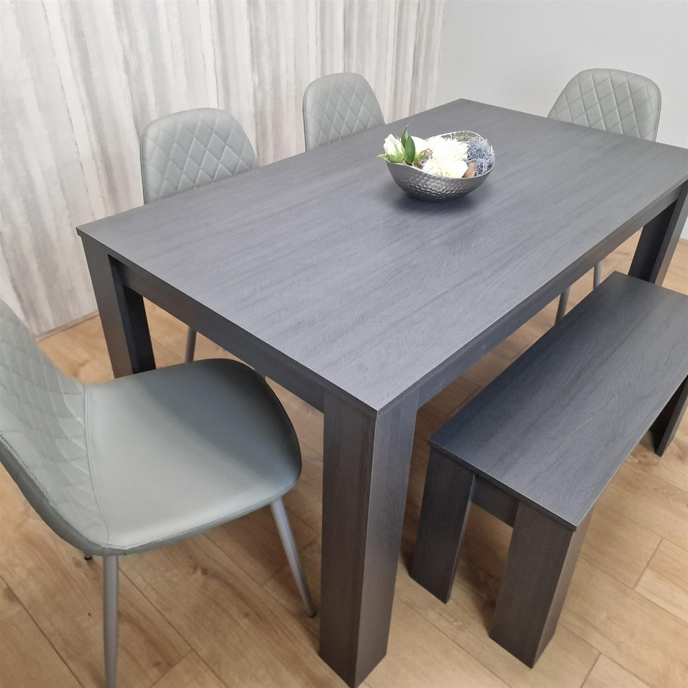 Kosy Koala 6 Seater Faux Leather Gem Pattern Dining Bench Set Grey Image 5