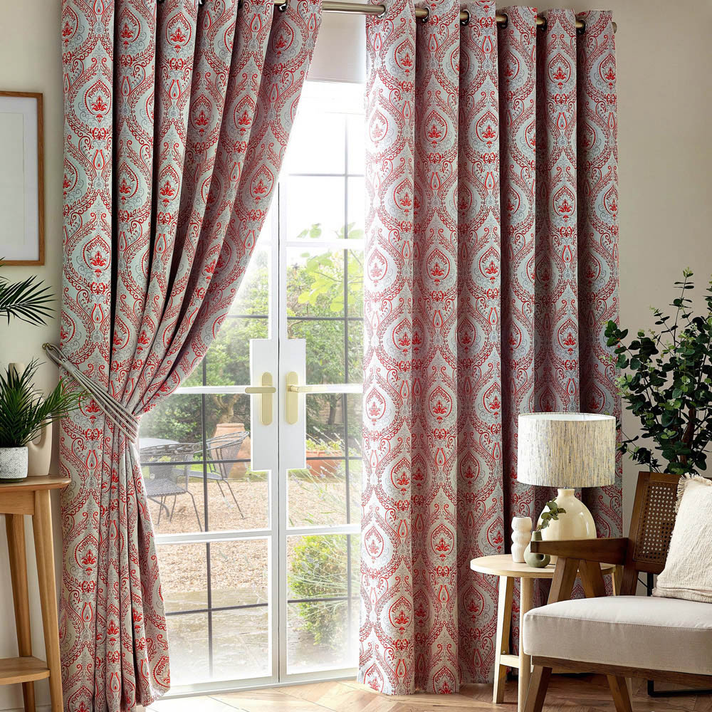 Alan Symonds Victoria Red Room Darkening Ring Top Eyelet Curtains 229 x 274cm Image 1