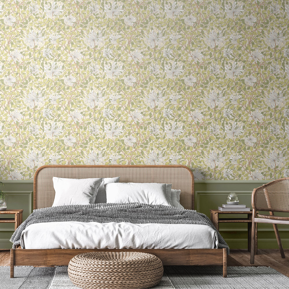 Hoopla Walls Honeysuckle Leaf Trail Stone Natural Non Woven Wallpaper Image 2