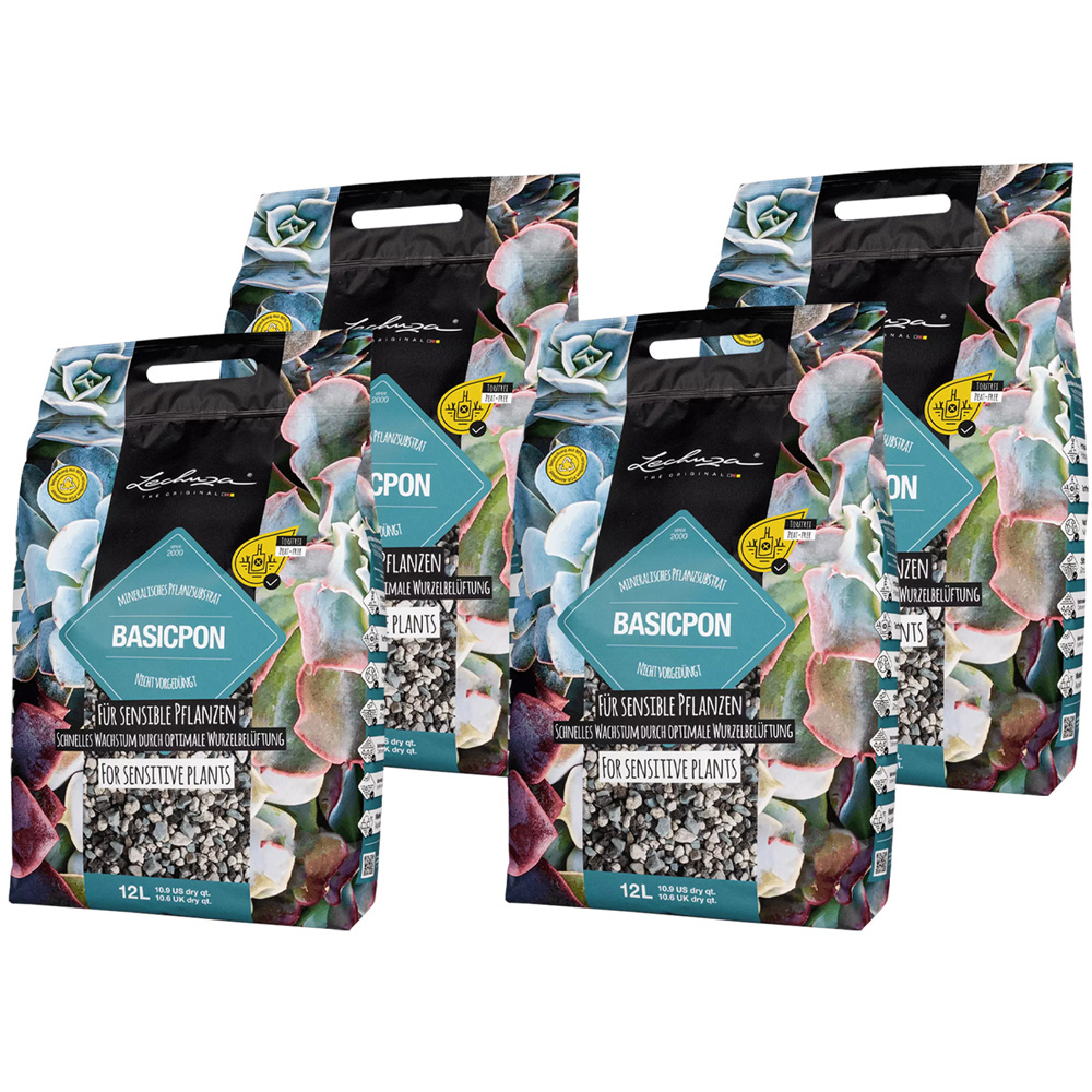 Lechuza Basicpon Peat Free Indoor Plant Compost 12L 4 Pack Image 1