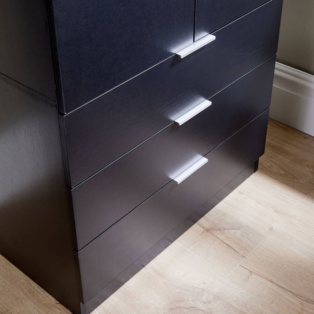 Home Source 2 Door 3 Drawer Black Wardrobe Image 5