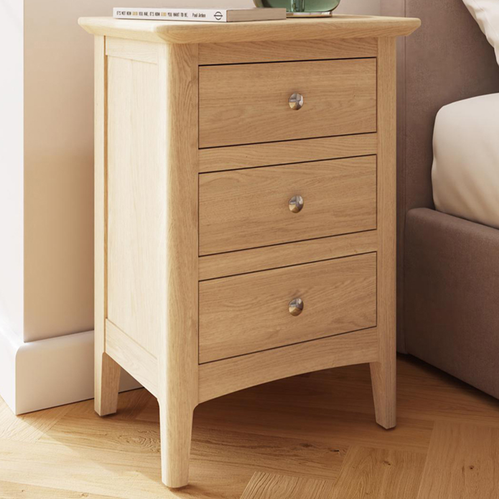 FWStyle Newark 3 Drawer Natural Lacquered Ash Chest of Drawers Image 1