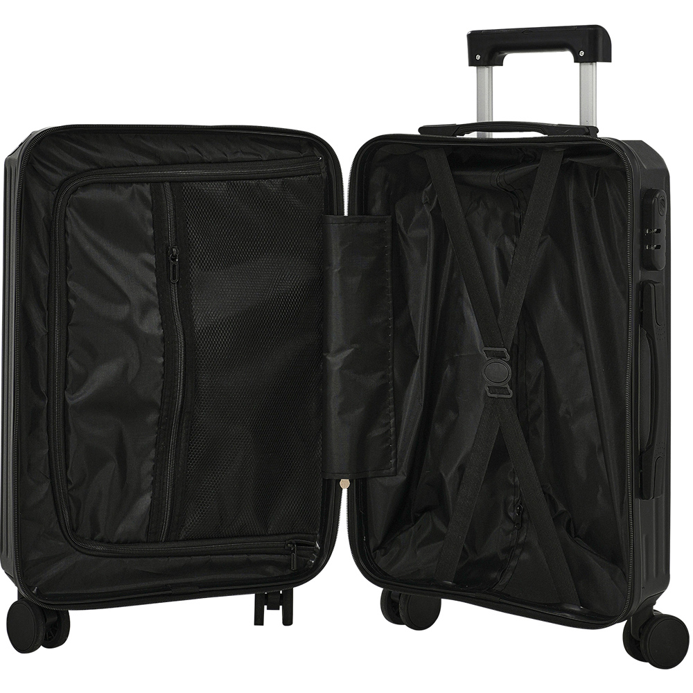 H&O Direct Black ABS Hard Shell Suitcase with USB Port and Cup Holder 20 inch Image 3