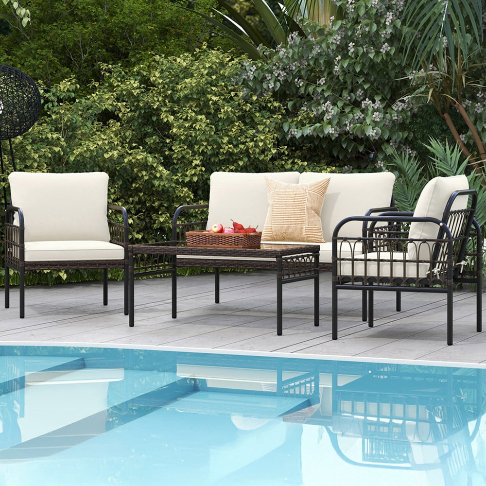 Costway 4 Seater White Patio Furniture Set Image 1
