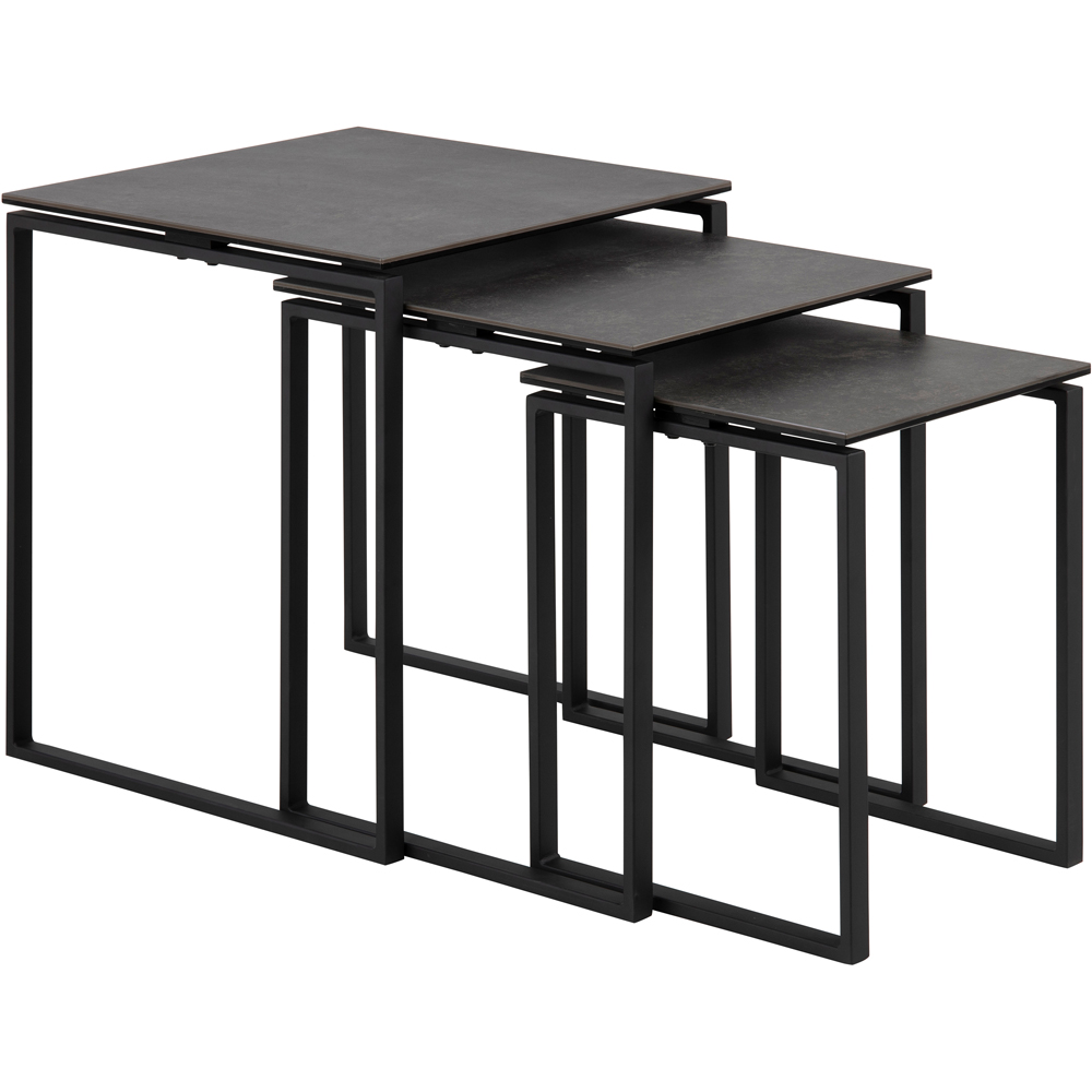 Florence Katrine Black Ceramic Nest of Tables Set of 3 Image 2