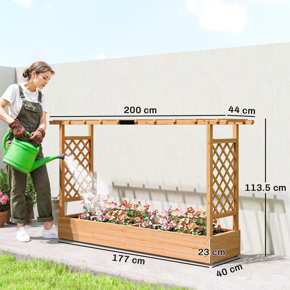 Outsunny Natural Raised Garden Bed with Trellis 114 x 200 x 44cm Image 9