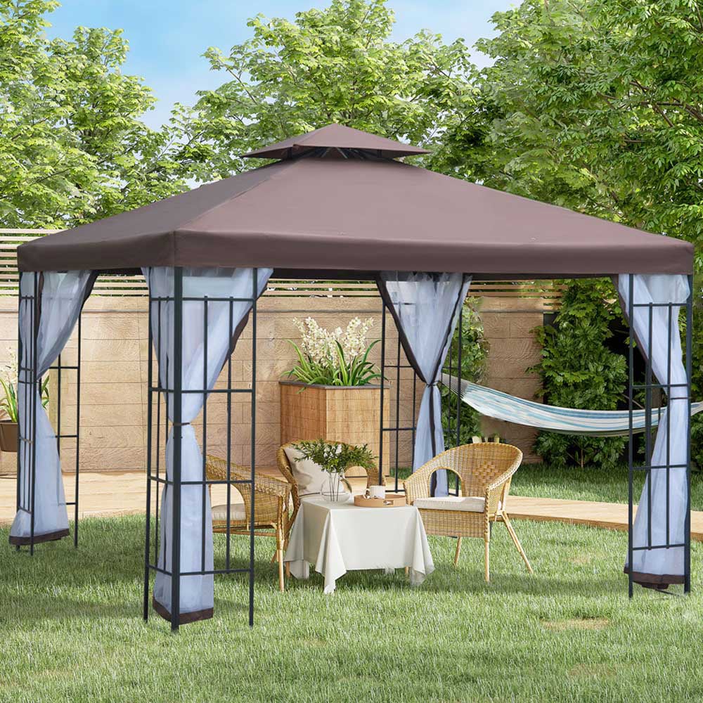 Gazebo Pavilion Roof Netting Coffee Image 1