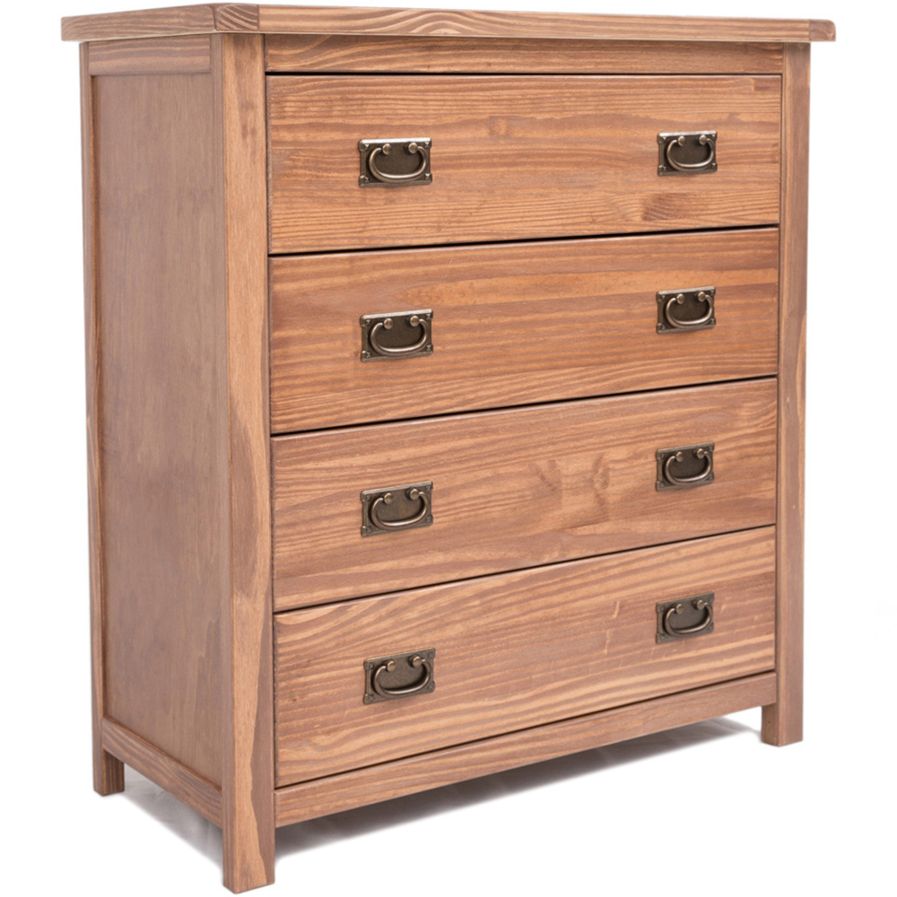Padua 4 Drawer Light Brown Chest of Drawers with Brass Drop Handles Image 2