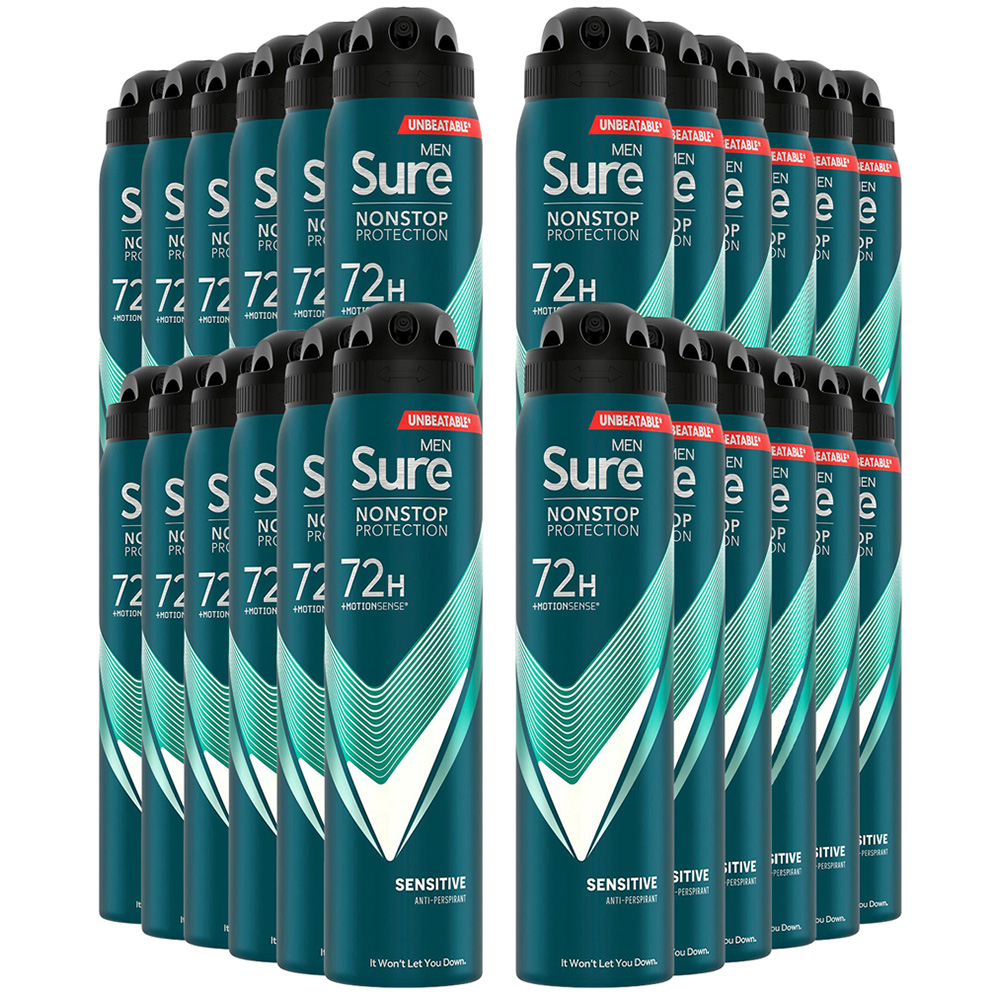 Sure Men Sensitive 72H Nonstop Protection Anti-Perspirant Deodorant 250ml 24 Pack Image 1