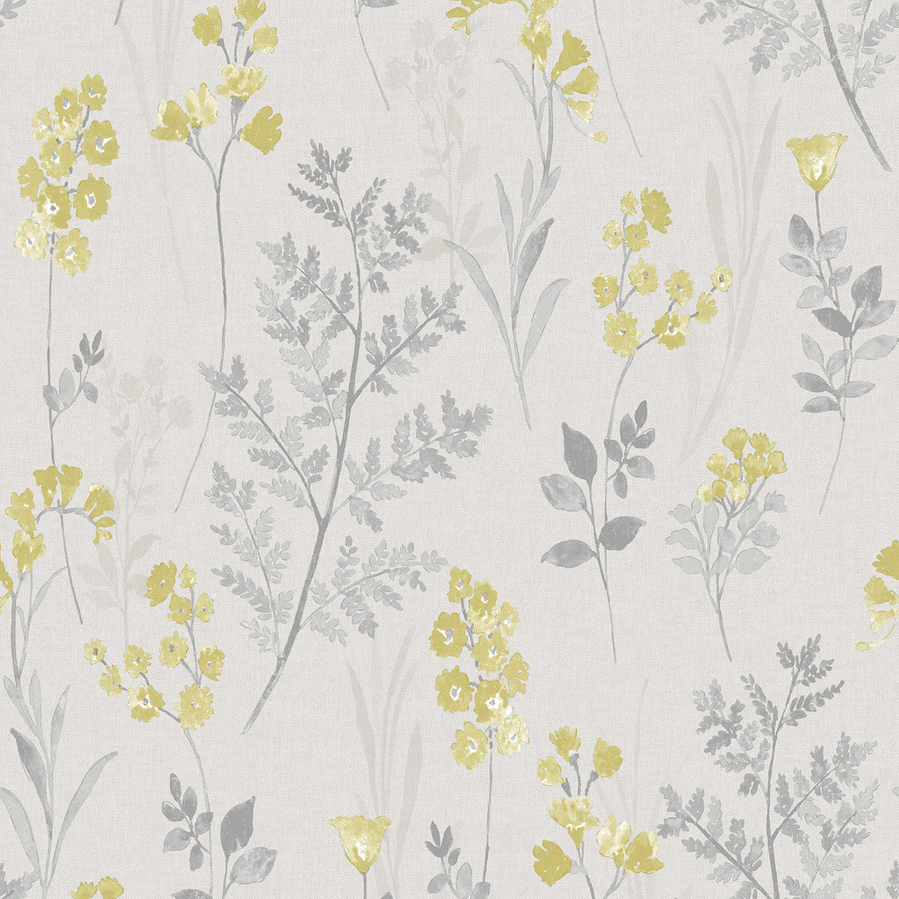 Holden Decor Pashley Grey and Yellow Wallpaper Image 1