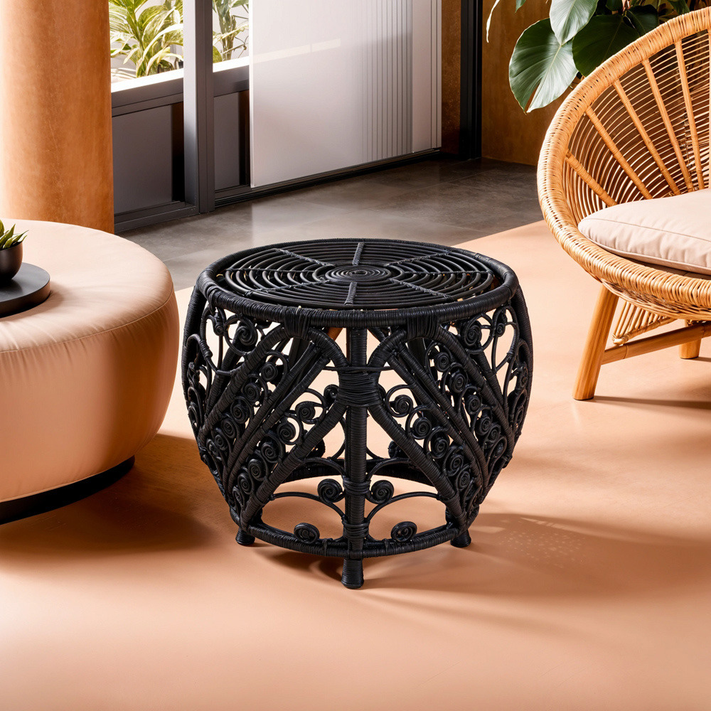 Premier Housewares Mataram Black Natural Rattan Side Table Image 5