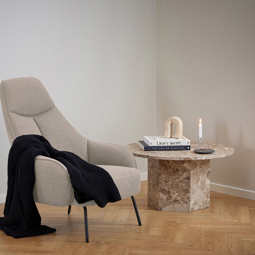 Florence Naxos Brown Marble Round Coffee Table Image 8