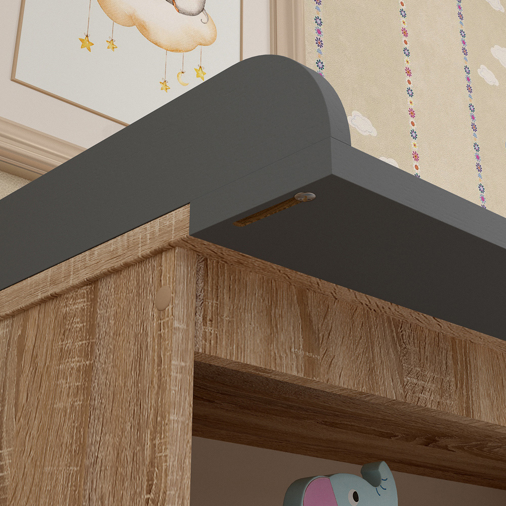 Shefa 1150 Single Door 2 Drawer Single Shelf Cremona Oak and Graphite Kids Changing Unit Image 3