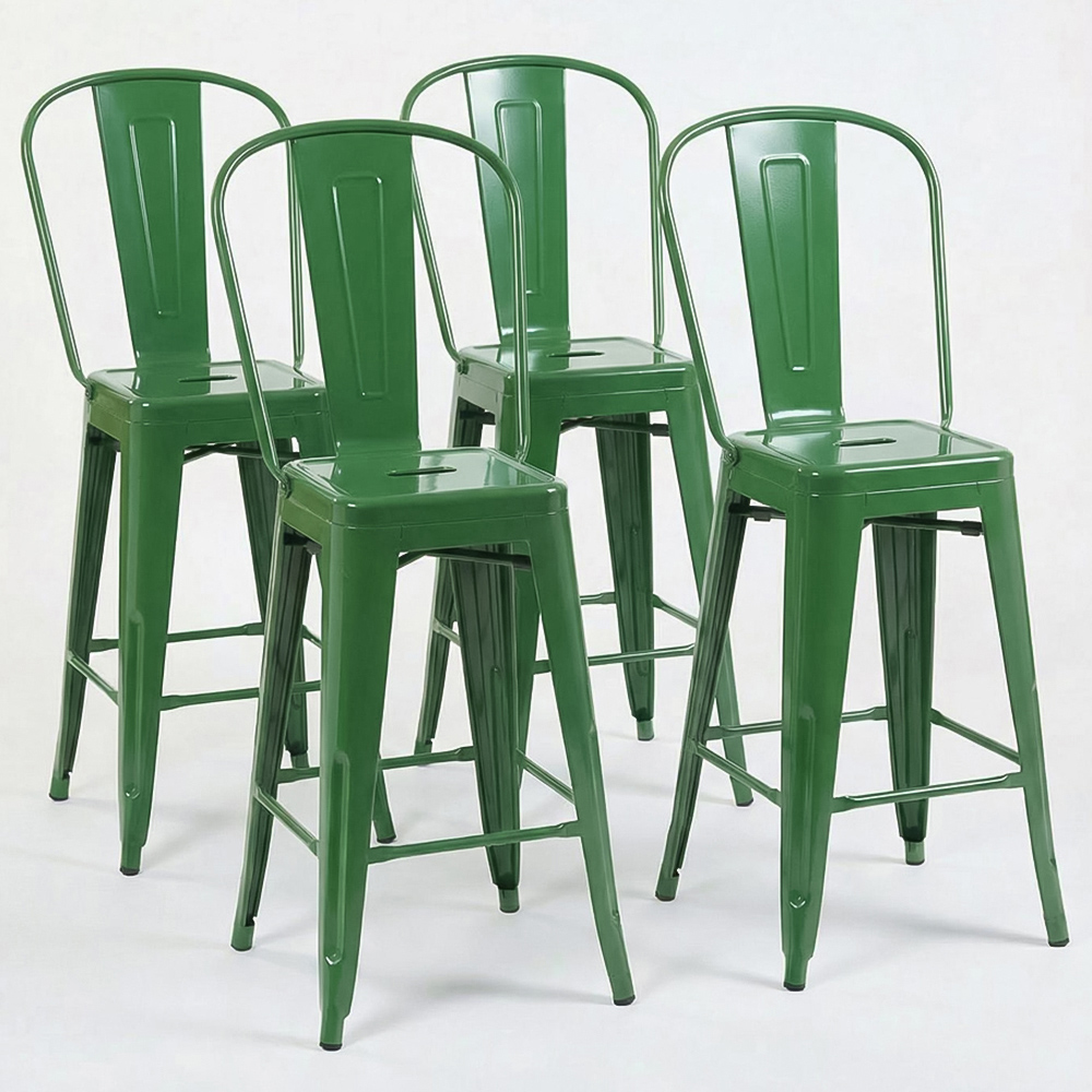 FWStyle Green Gloss Metal Bar Chair 4 Pack Image 4