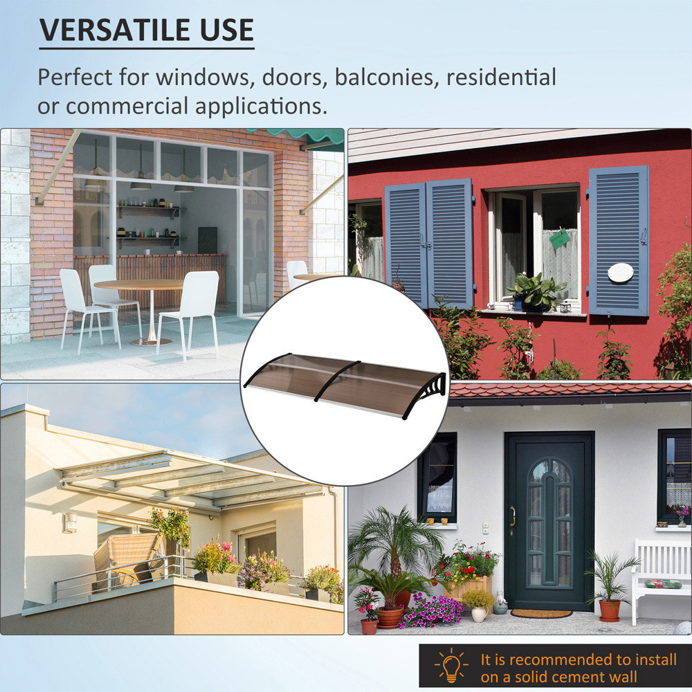 Outsunny Brown Outdoor Curved Window Porch Canopy Awning 0.8 x 2m Image 6