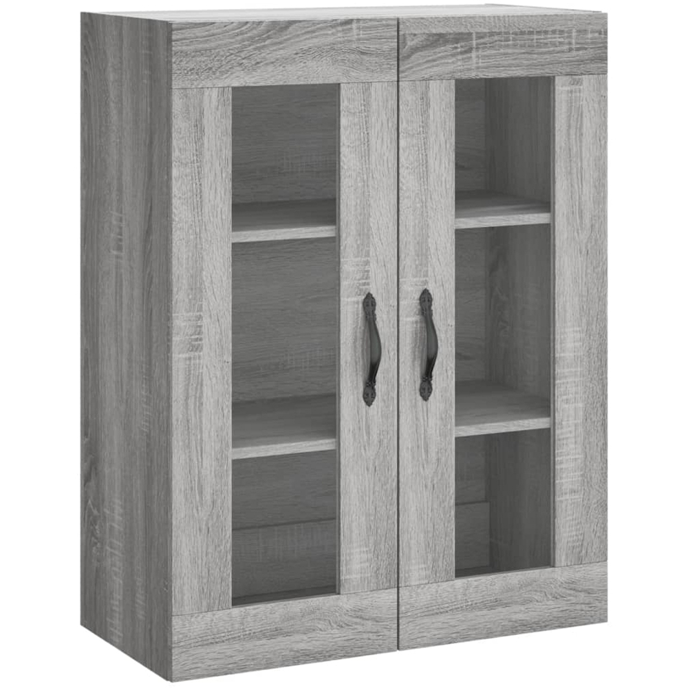 vidaXL 2 Glass Door Grey Sonoma Wall Mounted Cabinet 2 Pack Image 5