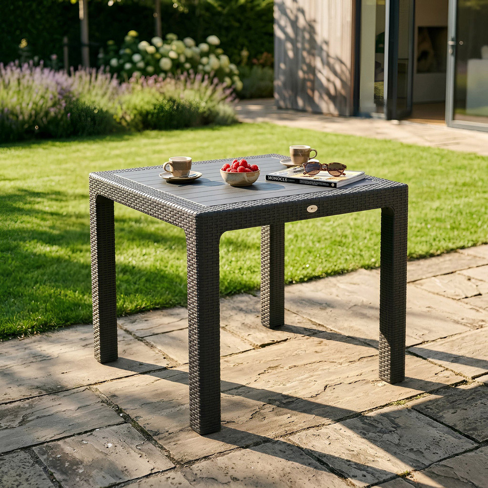 Harbour Housewares Noble 4 Seater Square Rattan Effect Patio Dining Set Anthracite Image 3