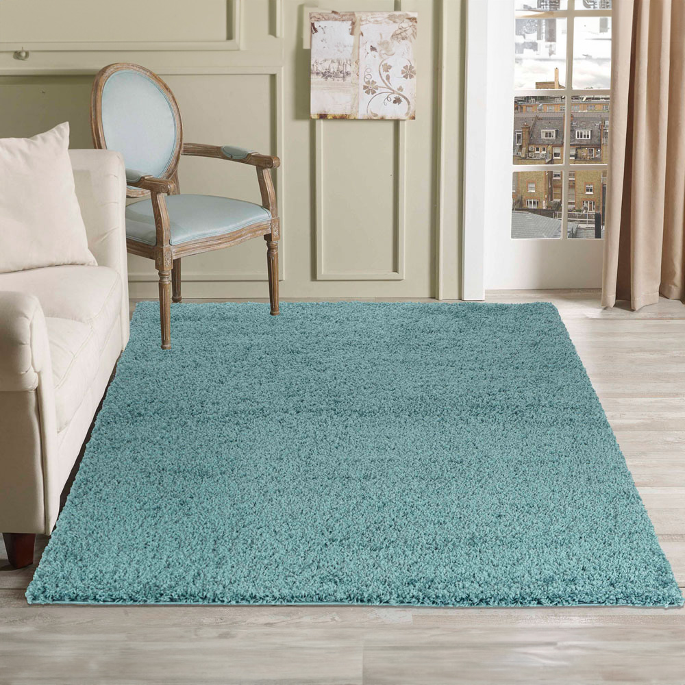 Desire Rugs Oxford Duck Egg Plain Shaggy Rug 60 x 110cm Image 2