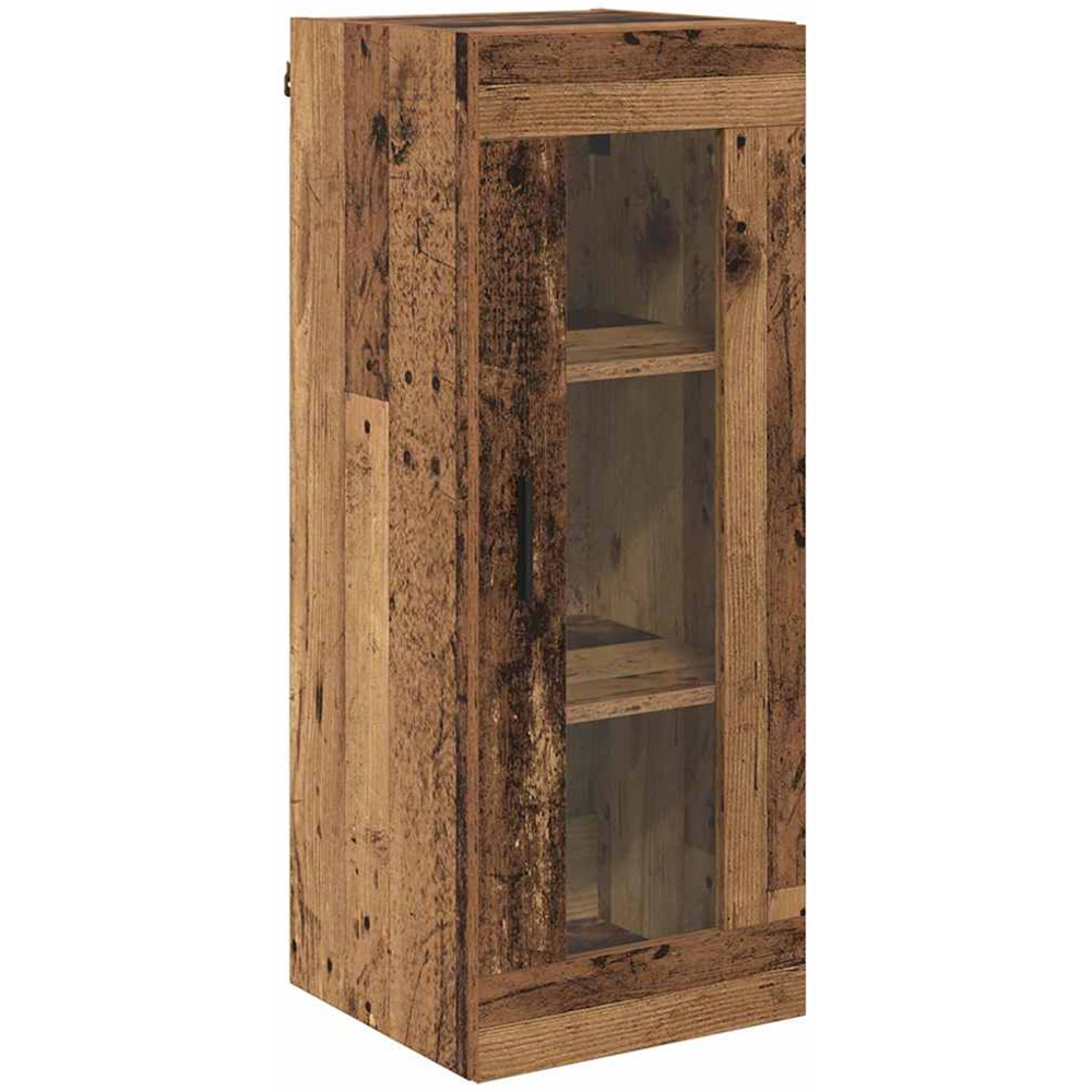 vidaXL Single Glass Door 3 Drawer Old Wood Slim Sideboard with Metal Legs Image 7