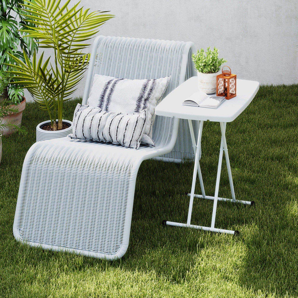 Outsunny Height Adjustable Folding Bistro Table Charcoal White Image 3