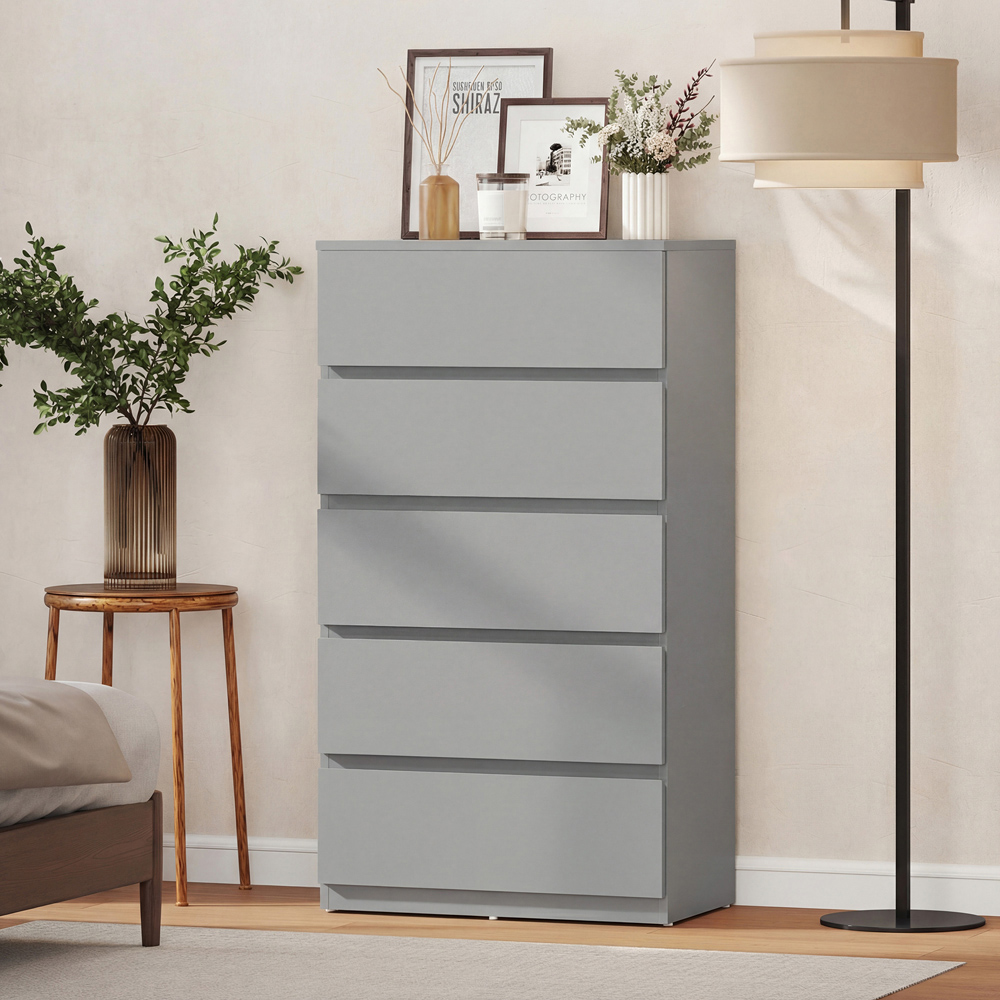 Portland 5 Drawer Grey Chest of Drawers Image 6