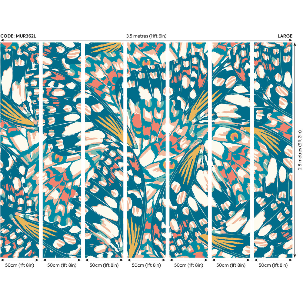 Origin Murals Butterfly Wings Blue Wall Mural Image 3