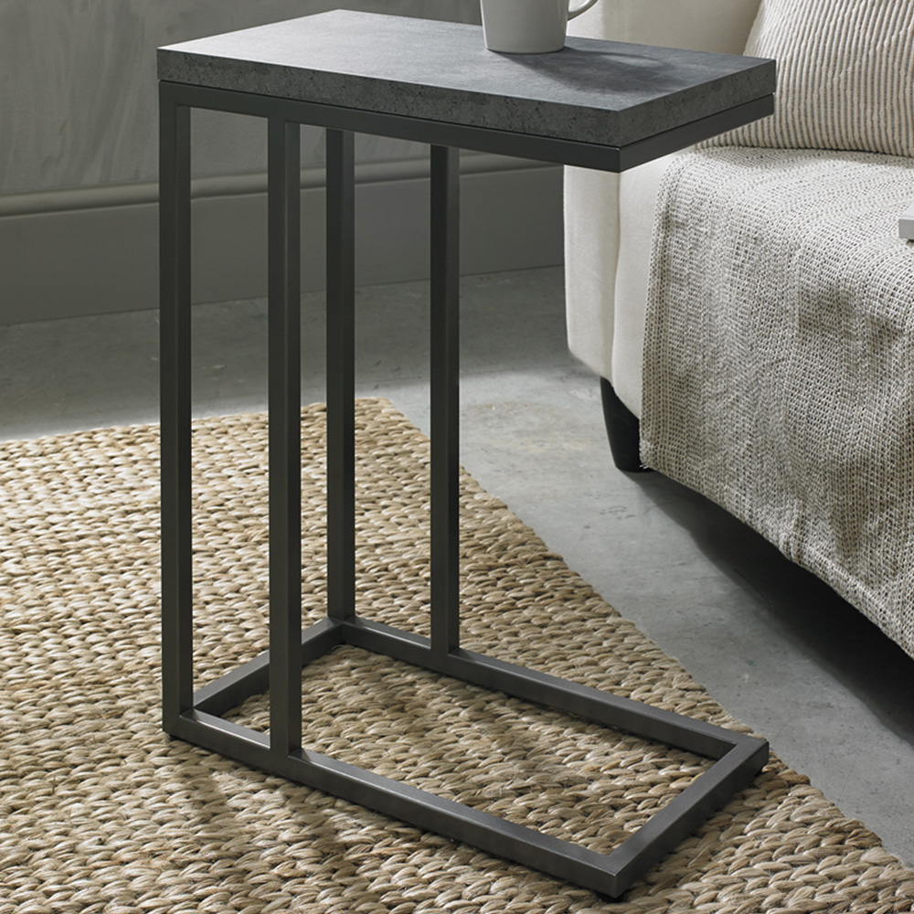 Bentley Designs Renzo C Shape Zinc and Dark Grey Sofa Table Image 1