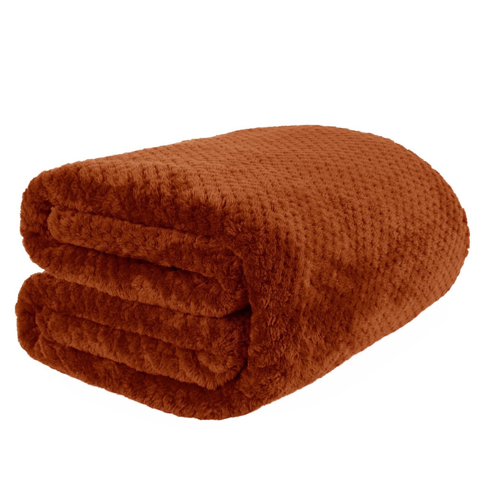 Dreamscene Luxury Burnt Orange Honeycomb Mink Waffle Throw 150 x 125cm Image 1