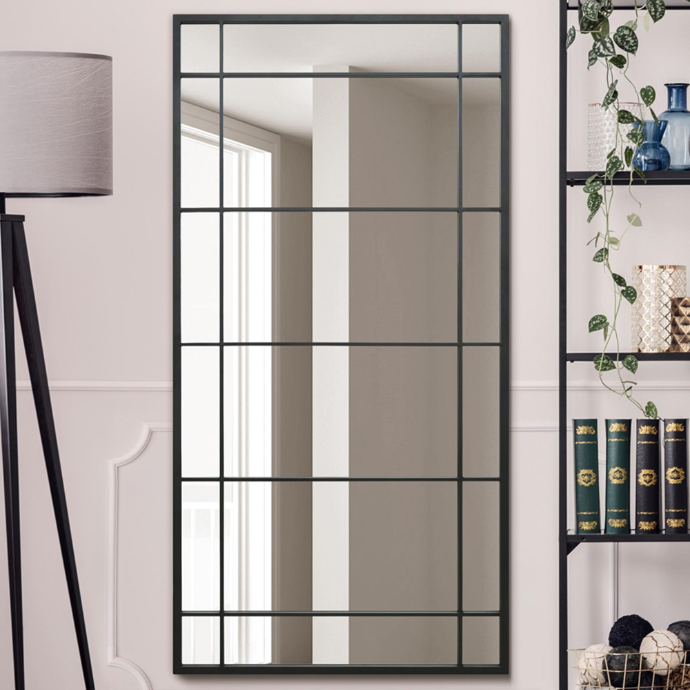 MirrorOutlet The Tabula Black Metal Framed Window Wall Mirror 160 x 80cm Image 2