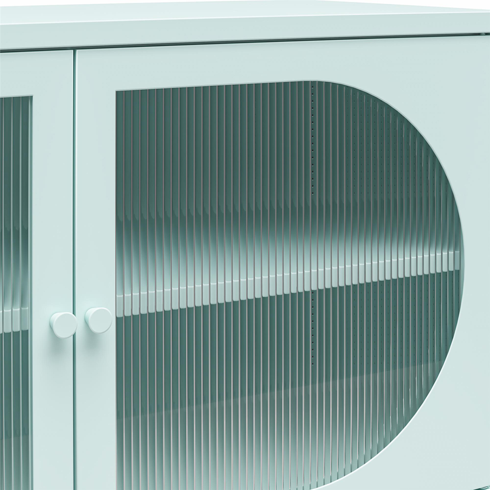 Dorel Luna 2 Door Sky Blue Fluted Glass Wide Accent Cabinet Image 6