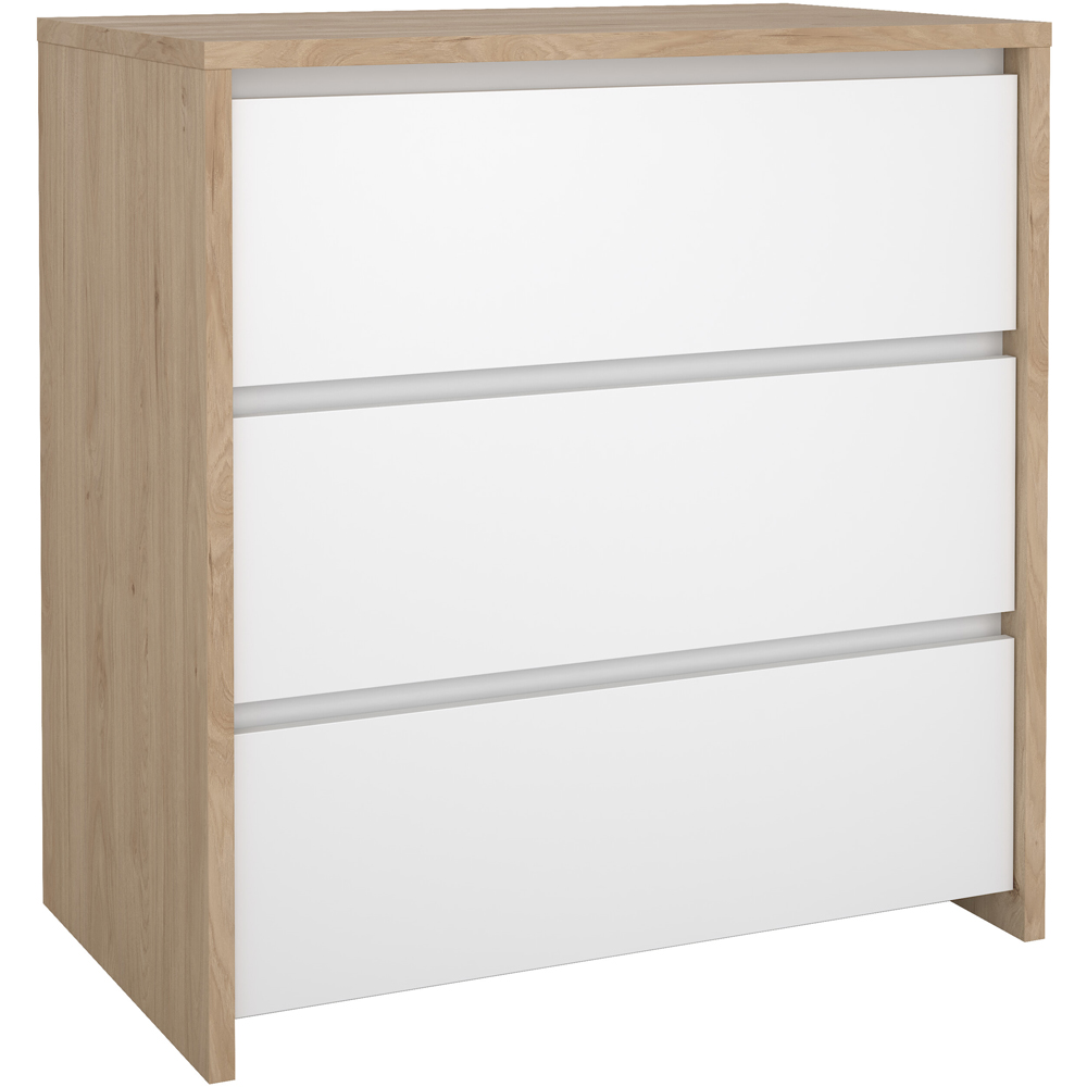 Florence Next 3 Drawer Jackson Hickory White High Gloss Chest of Drawers Image 4
