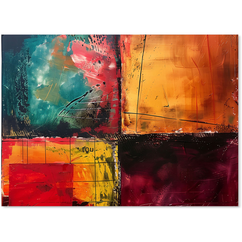 Warren Reed Designer Quadrant Fusion Colours in Conflict Glass Kitchen Splashback 65 x 90cm Image 2