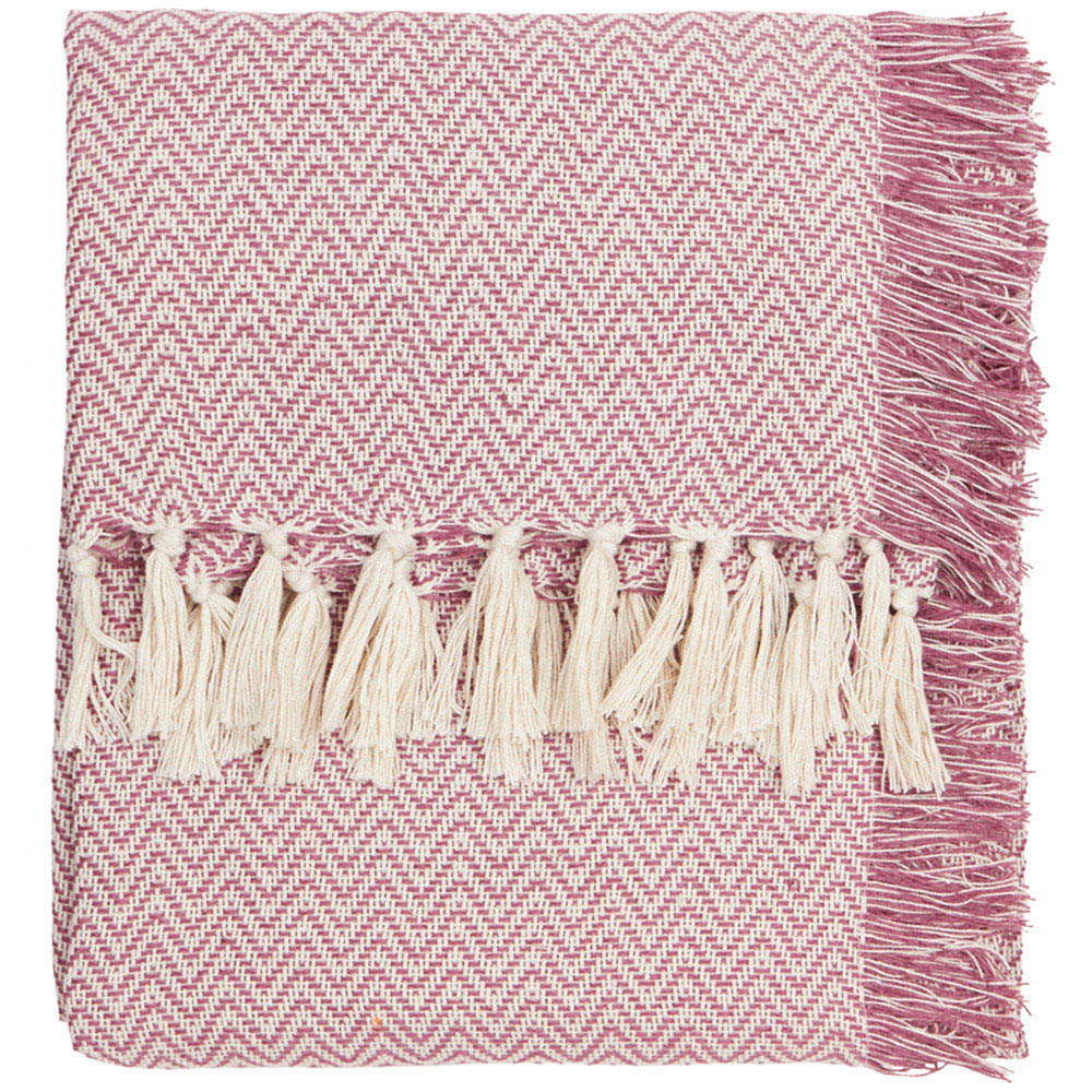 Yard Wisley Pink Herringbone Woven Throw 130 x 180cm Image 1