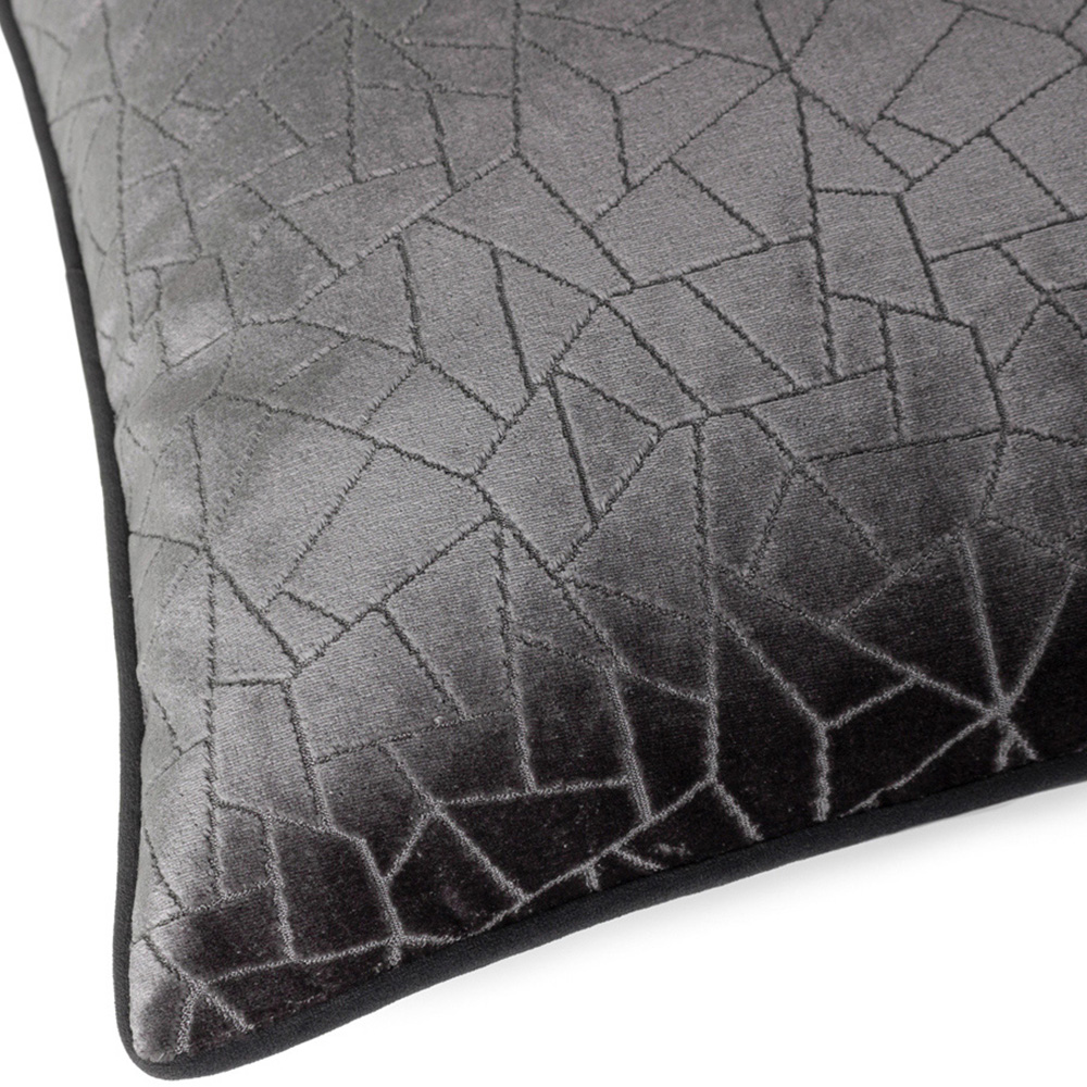 Hoem Malans Stargazer Grey Cut Velvet Piped Cushion Image 5