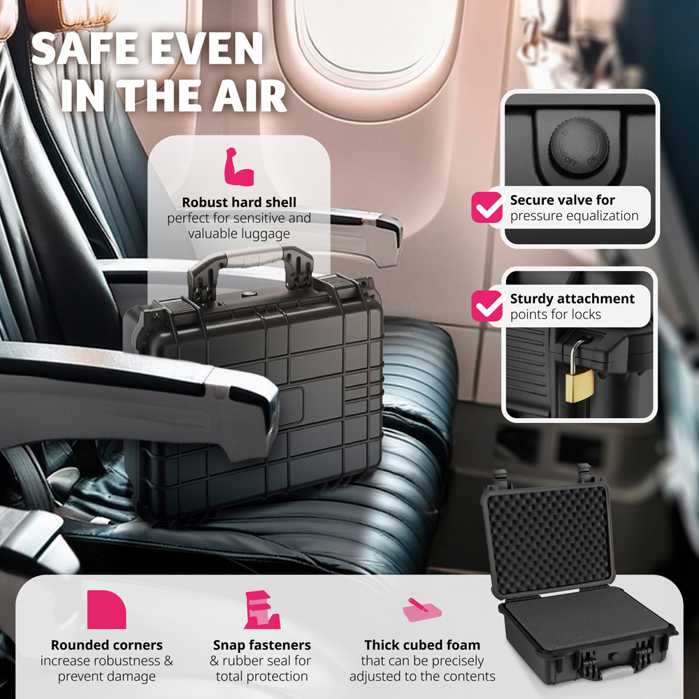 Tectake Large Black Hard Shell Waterproof Camera Case Image 5