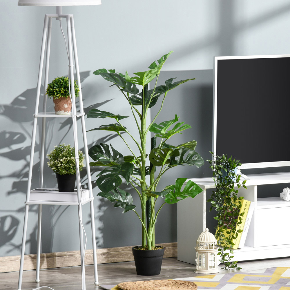 Outsunny Monstera Tree Artificial Plant In Pot 3.2ft Image 2