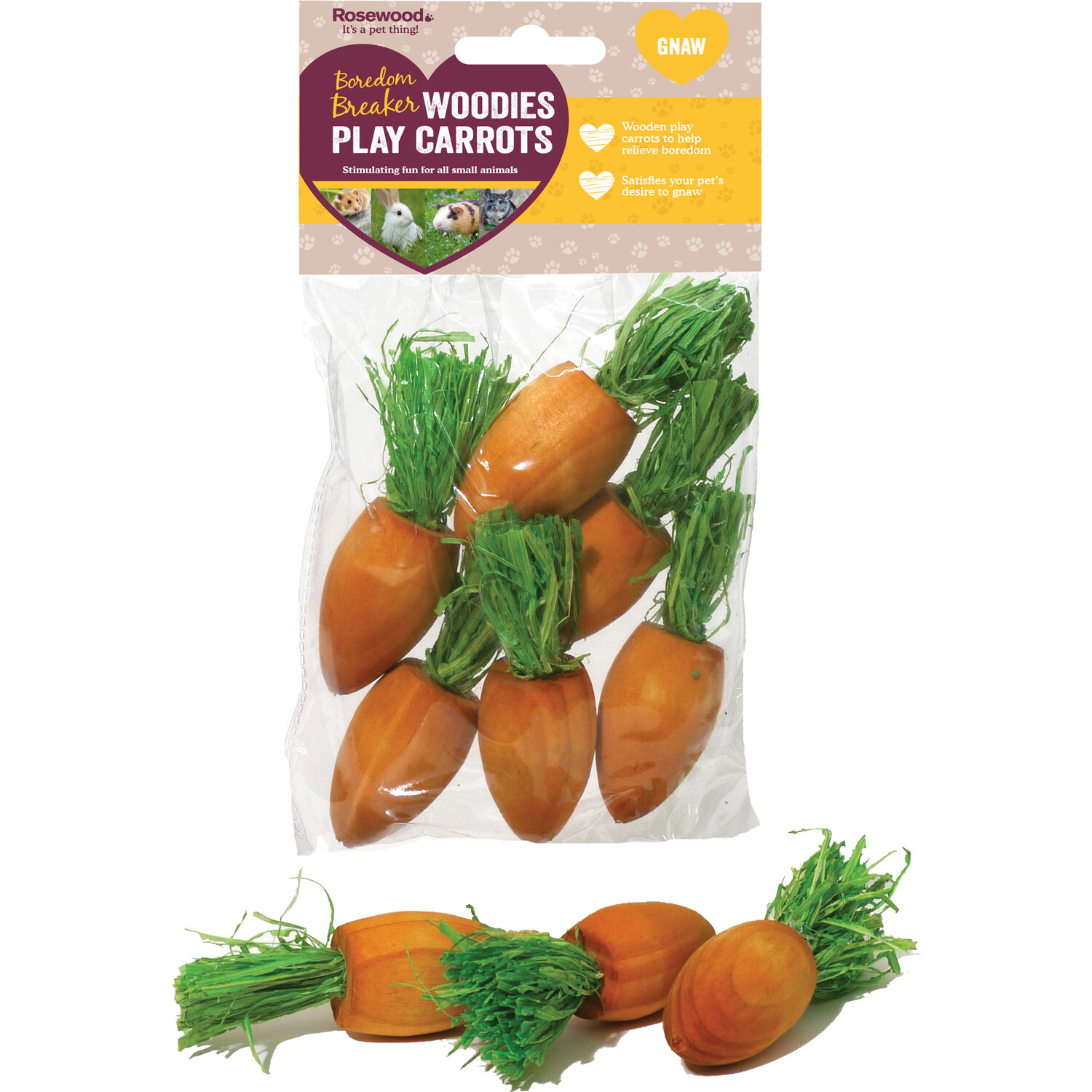 Pack of 6 Woodies Play Carrots Image