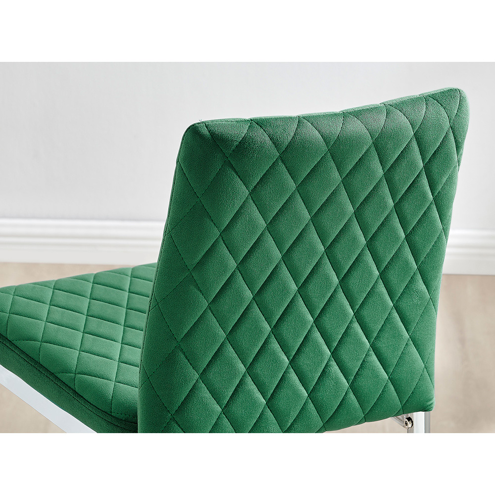 Furniturebox Modern Valera Green and Silver Velvet Bar Stool Set of 2 Image 6