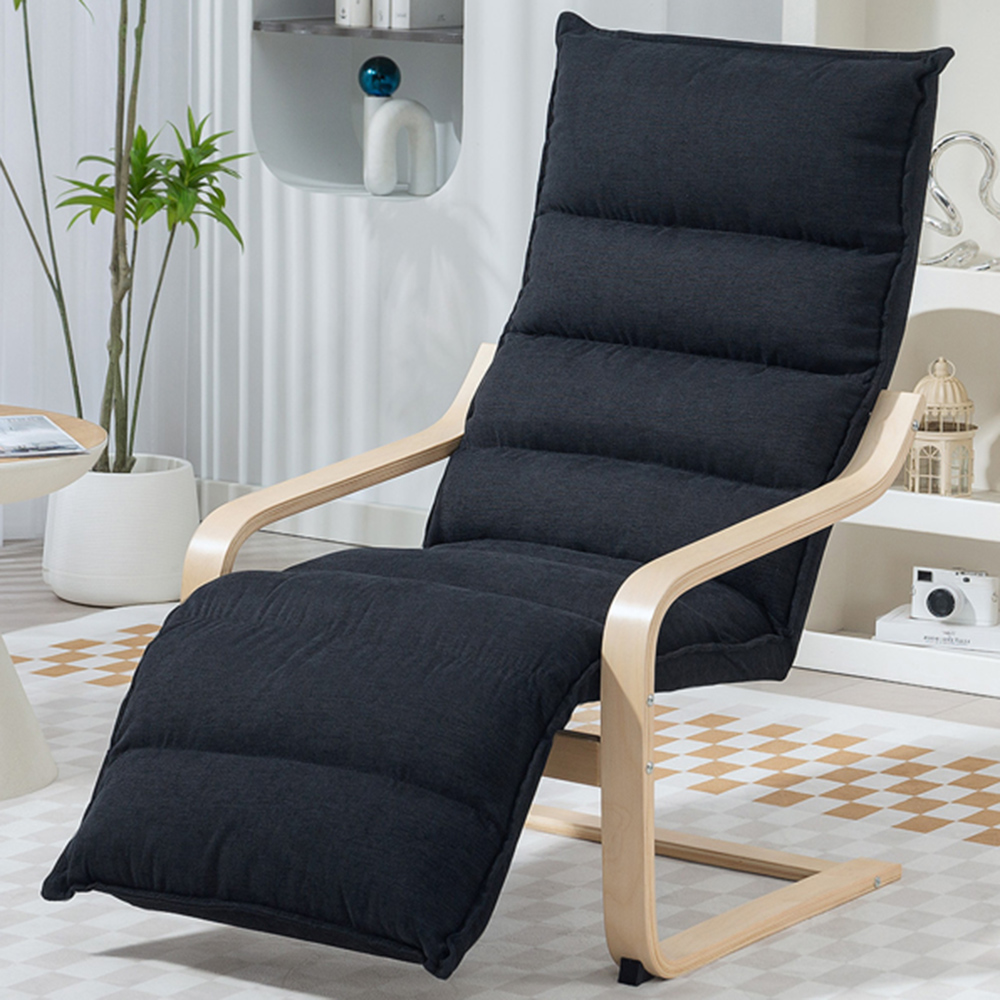 Portland Black Birch Wood Lounge Chair Image 1