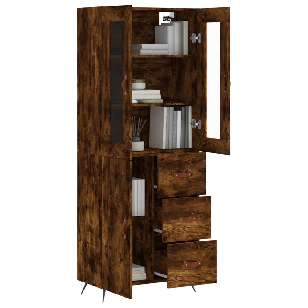 vidaXL 3 Door 3 Drawer Smoked Oak Highboard Image 3